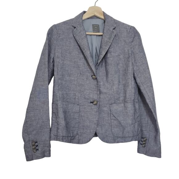 Gap | Linen Blend Chambray Blazer with Pockets Flaw - Picture 1 of 8